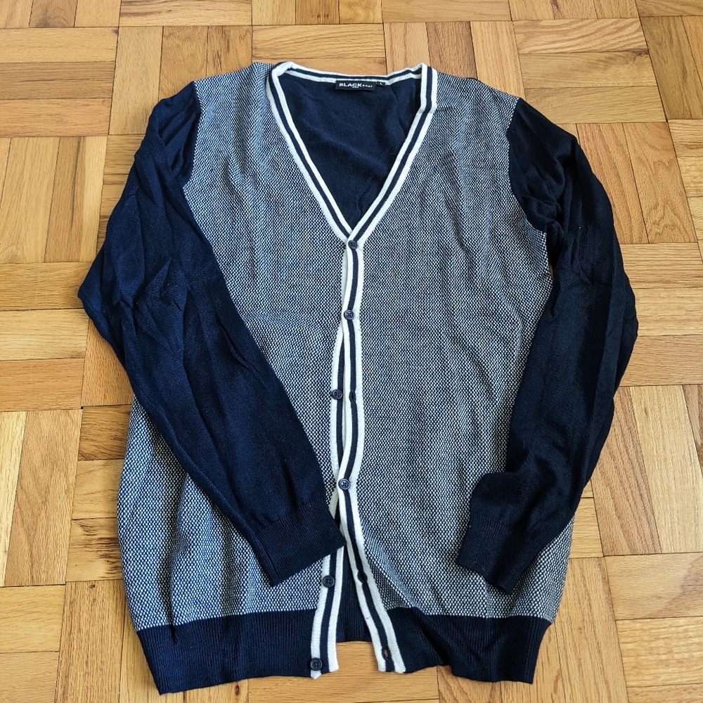 Navy/white cardigan by BLACK dot size L. NWOT